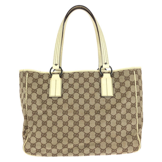 24475
GUCCI グッチ ベージュ ガンメタ金具 GGキャンバス / レザー 143017 トートバッグ ハンドバッグ レディース AB24