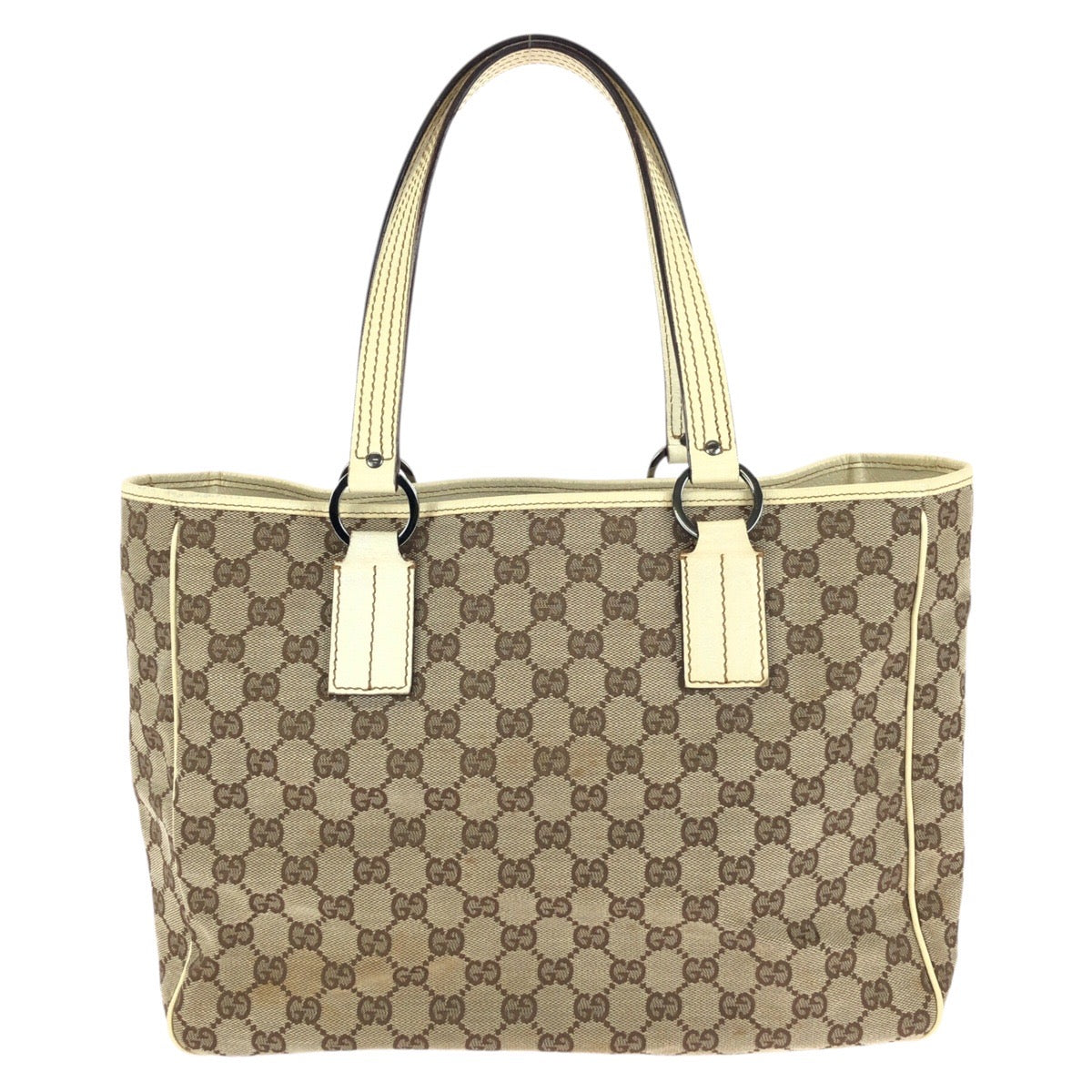 24475
GUCCI グッチ ベージュ ガンメタ金具 GGキャンバス / レザー 143017 トートバッグ ハンドバッグ レディース AB24