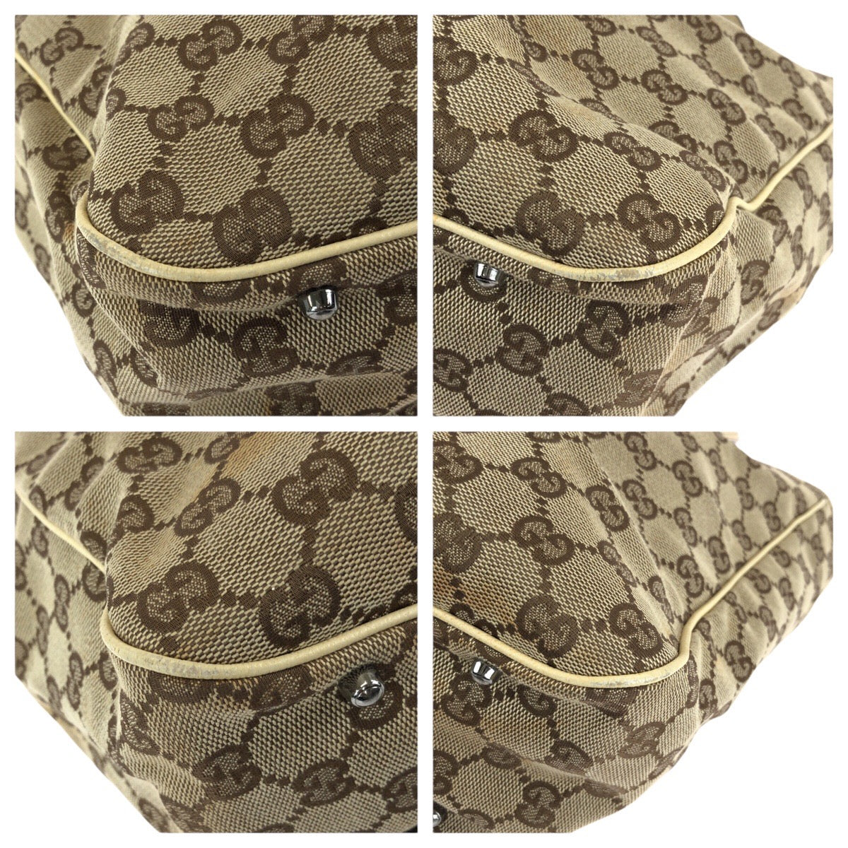 24475
GUCCI グッチ ベージュ ガンメタ金具 GGキャンバス / レザー 143017 トートバッグ ハンドバッグ レディース AB24