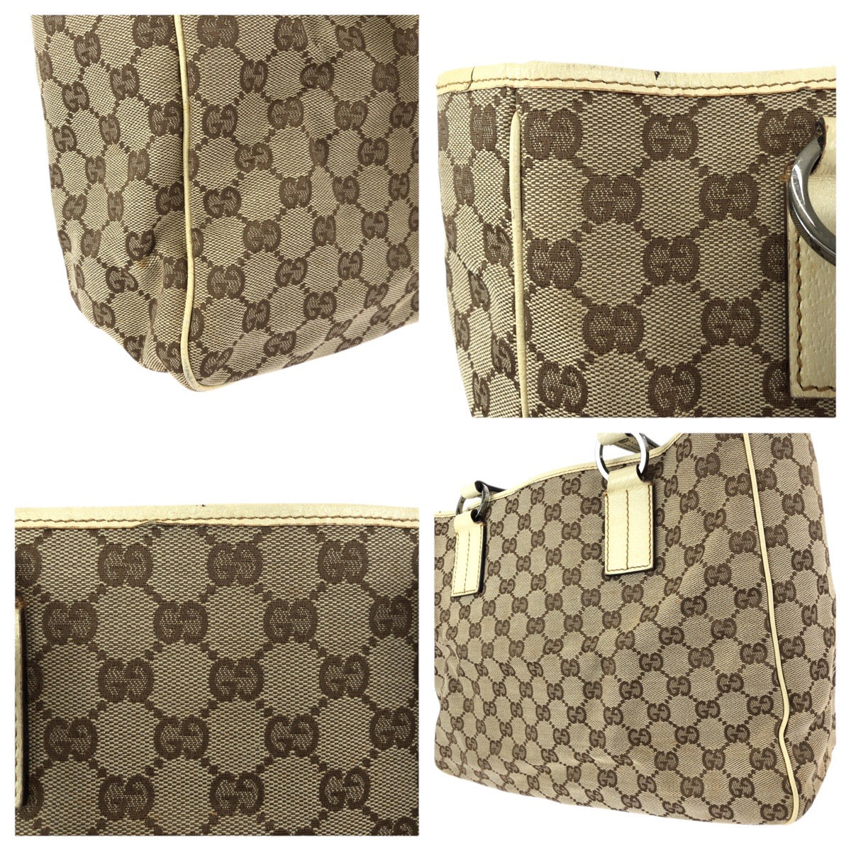24475
GUCCI グッチ ベージュ ガンメタ金具 GGキャンバス / レザー 143017 トートバッグ ハンドバッグ レディース AB24