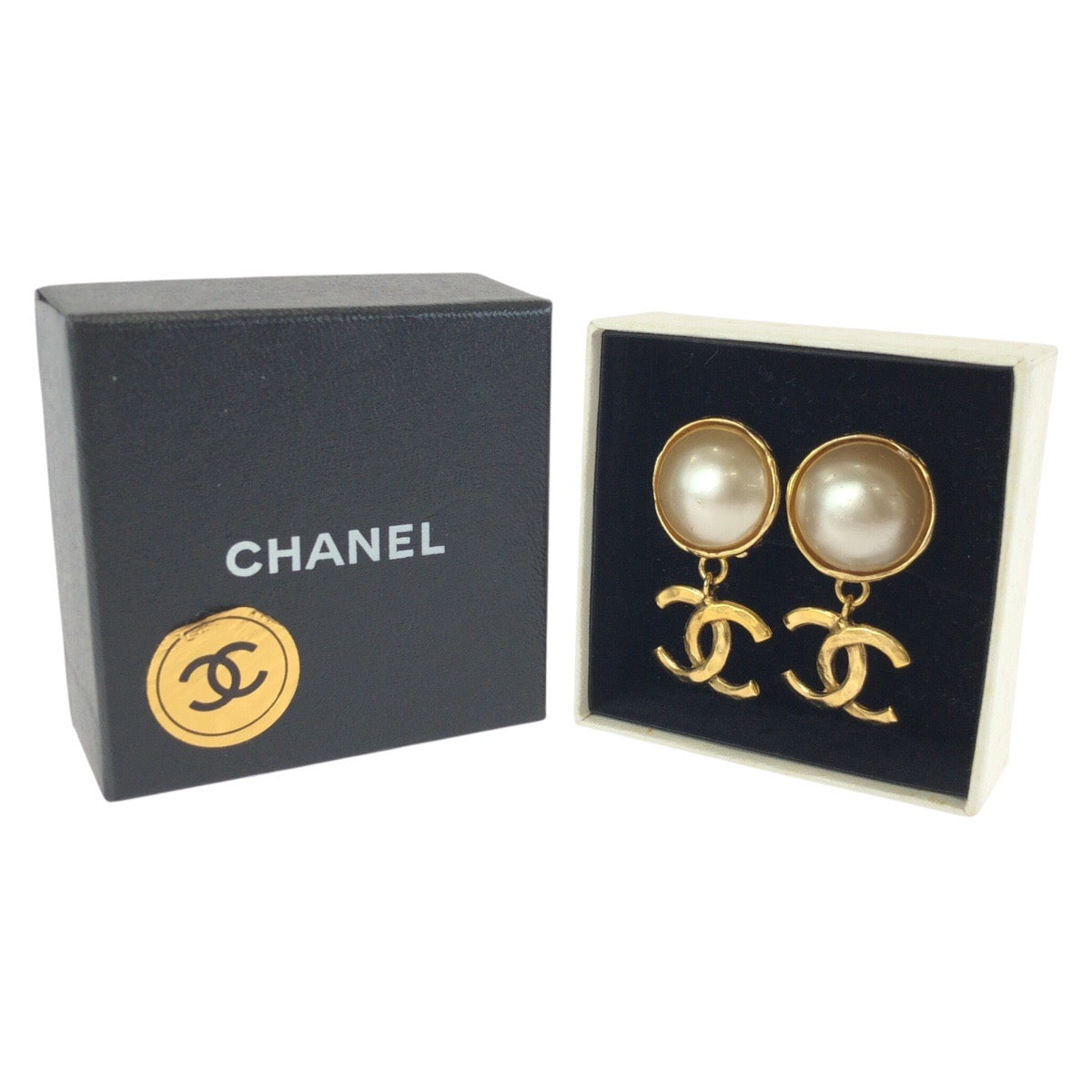 24480
CHANEL シャネル ヴィンテージ フェイクパール ココマーク ゴールド メッキ イヤリング レディース ABP32