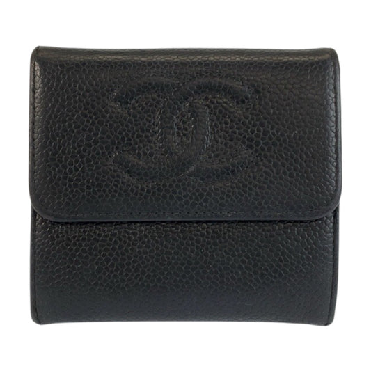 24483
CHANEL シャネル ココマーク ブラック 黒 レザー 折財布 コンパクトウォレット レディース ABP40