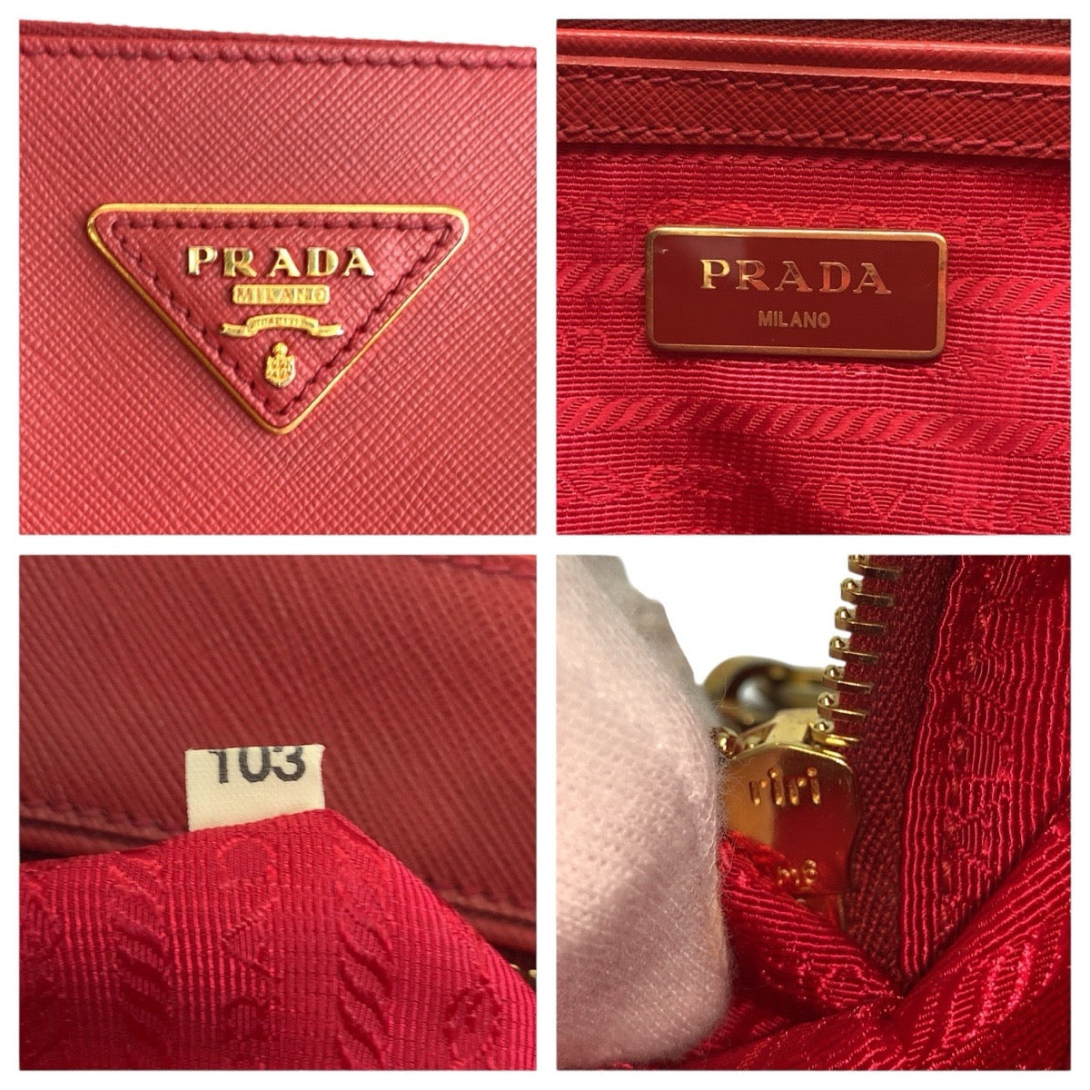 24486
PRADA プラダ サフィアーノ ガレリア レッド ゴールド金具 レザー ハンドバッグ トートバッグ ショルダーバッグ 2way レディース ABP90