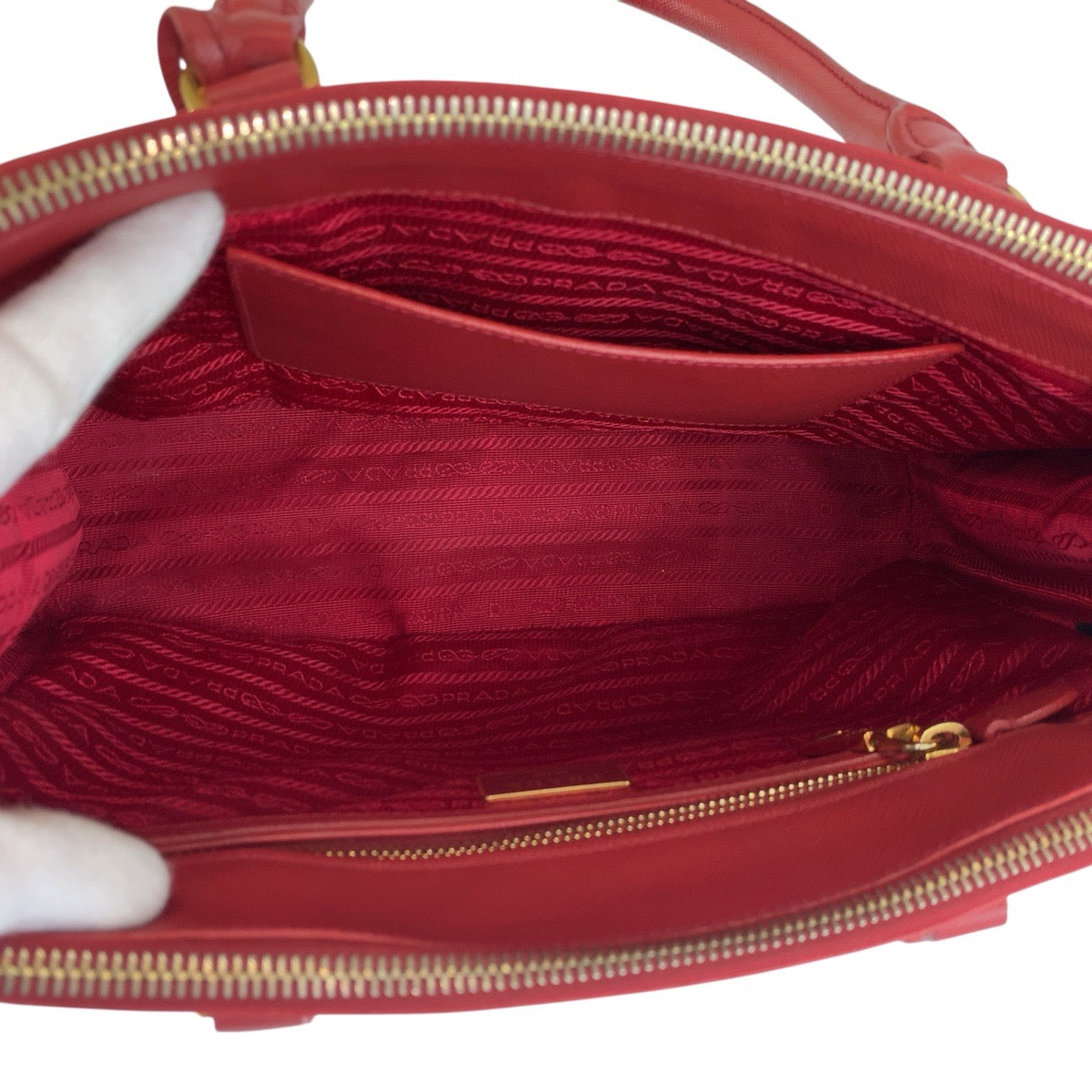 24486
PRADA プラダ サフィアーノ ガレリア レッド ゴールド金具 レザー ハンドバッグ トートバッグ ショルダーバッグ 2way レディース ABP90