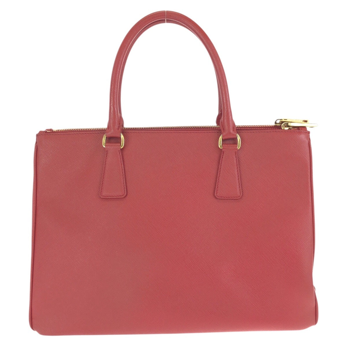 24487
PRADA プラダ サフィアーノ 三角ロゴプレート レッド ゴールド金具 レザー トートバッグ ハンドバッグ レディース ABP56