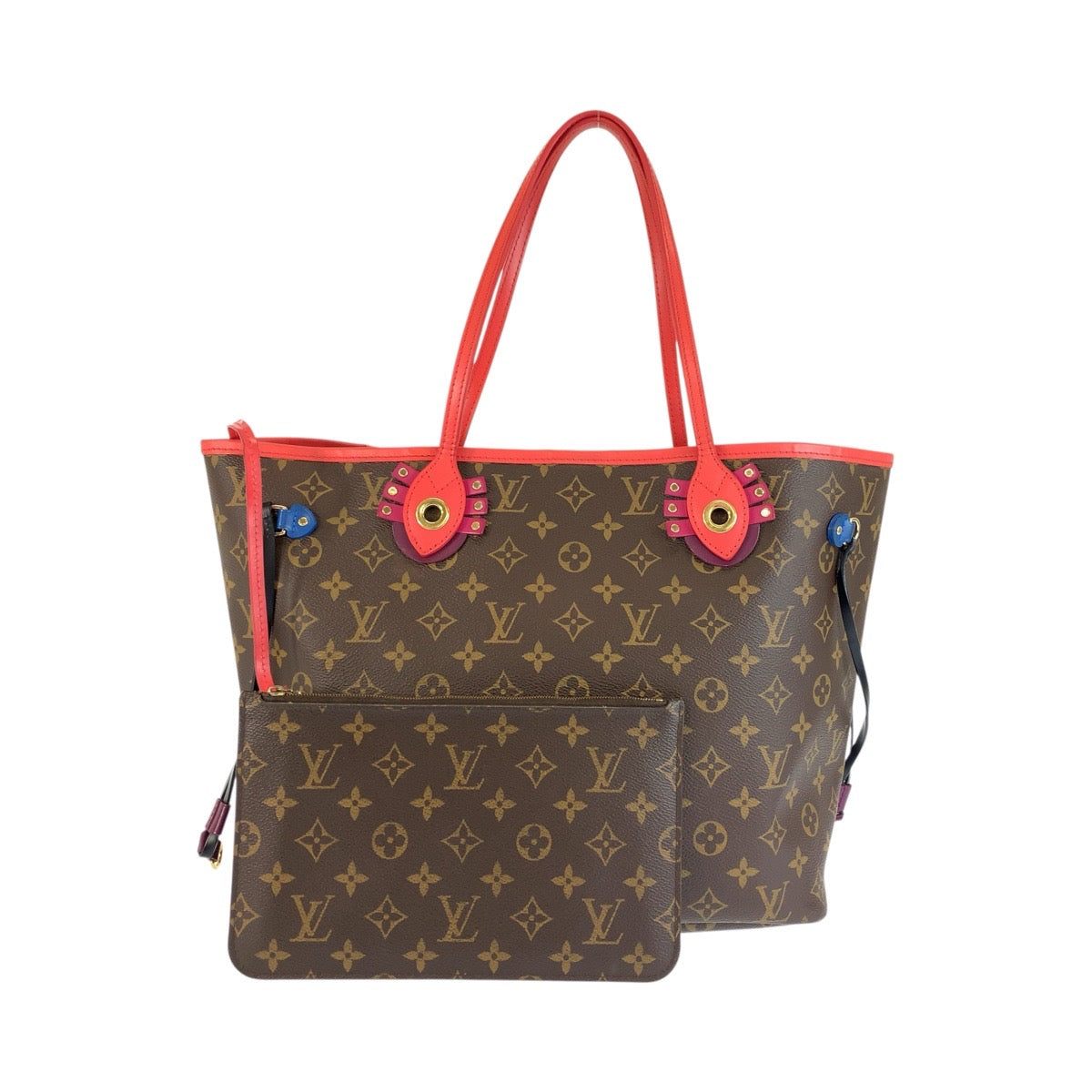 24492
LOUIS VUITTON ルイヴィトン モノグラム トーテム ネヴァーフルMM ブラウン レッド ゴールド金具 PVC / レザー M41663 トートバッグ ショルダーバッグ レディース ABP170