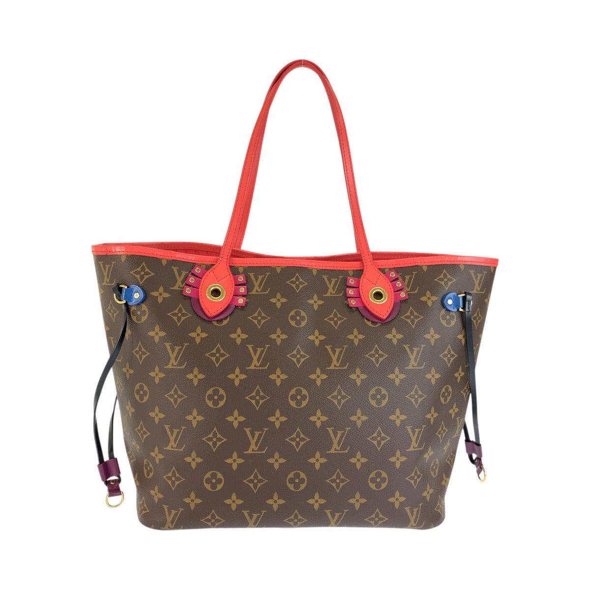24492
LOUIS VUITTON ルイヴィトン モノグラム トーテム ネヴァーフルMM ブラウン レッド ゴールド金具 PVC / レザー M41663 トートバッグ ショルダーバッグ レディース ABP170