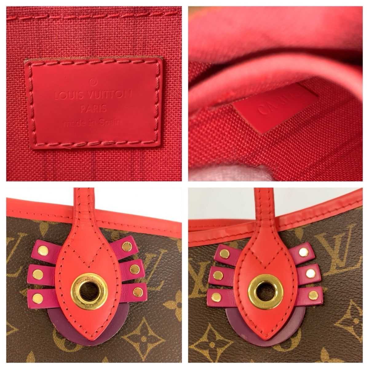 24492
LOUIS VUITTON ルイヴィトン モノグラム トーテム ネヴァーフルMM ブラウン レッド ゴールド金具 PVC / レザー M41663 トートバッグ ショルダーバッグ レディース ABP170