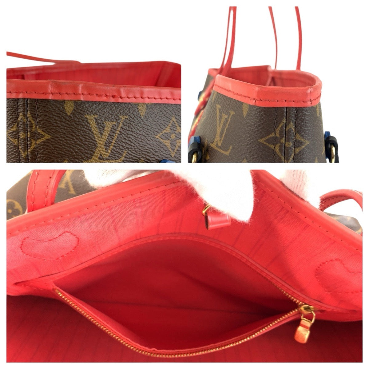 24492
LOUIS VUITTON ルイヴィトン モノグラム トーテム ネヴァーフルMM ブラウン レッド ゴールド金具 PVC / レザー M41663 トートバッグ ショルダーバッグ レディース ABP170