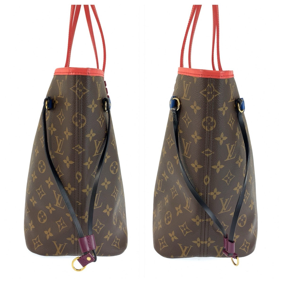 24492
LOUIS VUITTON ルイヴィトン モノグラム トーテム ネヴァーフルMM ブラウン レッド ゴールド金具 PVC / レザー M41663 トートバッグ ショルダーバッグ レディース ABP170