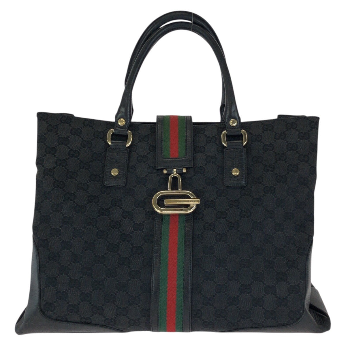 24500
GUCCI グッチ シェリーライン ブラック 黒 ゴールド金具 GGキャンバス / レザー 130994 トートバッグ ハンドバッグ レディース AB35