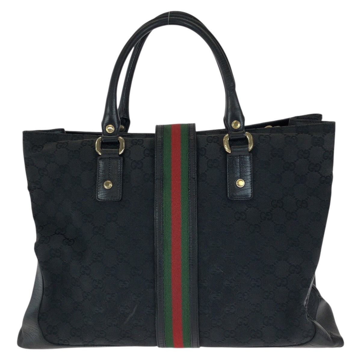 24500
GUCCI グッチ シェリーライン ブラック 黒 ゴールド金具 GGキャンバス / レザー 130994 トートバッグ ハンドバッグ レディース AB35