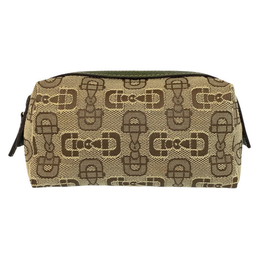 24501
GUCCI グッチ ホースビット ベージュ グリーン キャンバス 29596 ポーチ 化粧ポーチ レディース A20