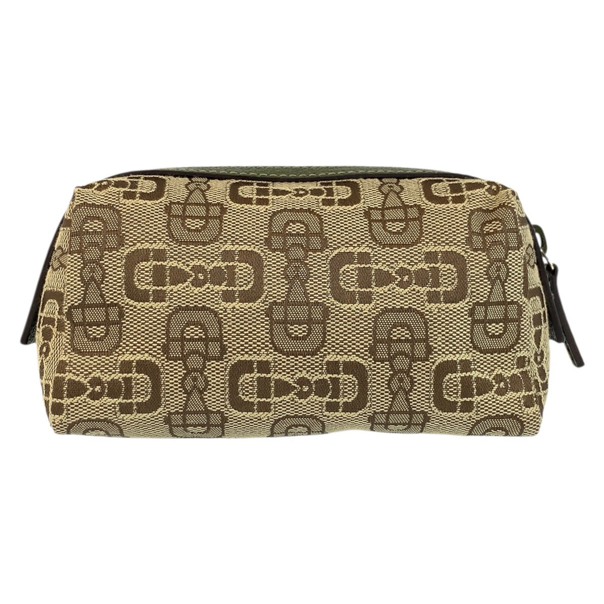 24501
GUCCI グッチ ホースビット ベージュ グリーン キャンバス 29596 ポーチ 化粧ポーチ レディース A20