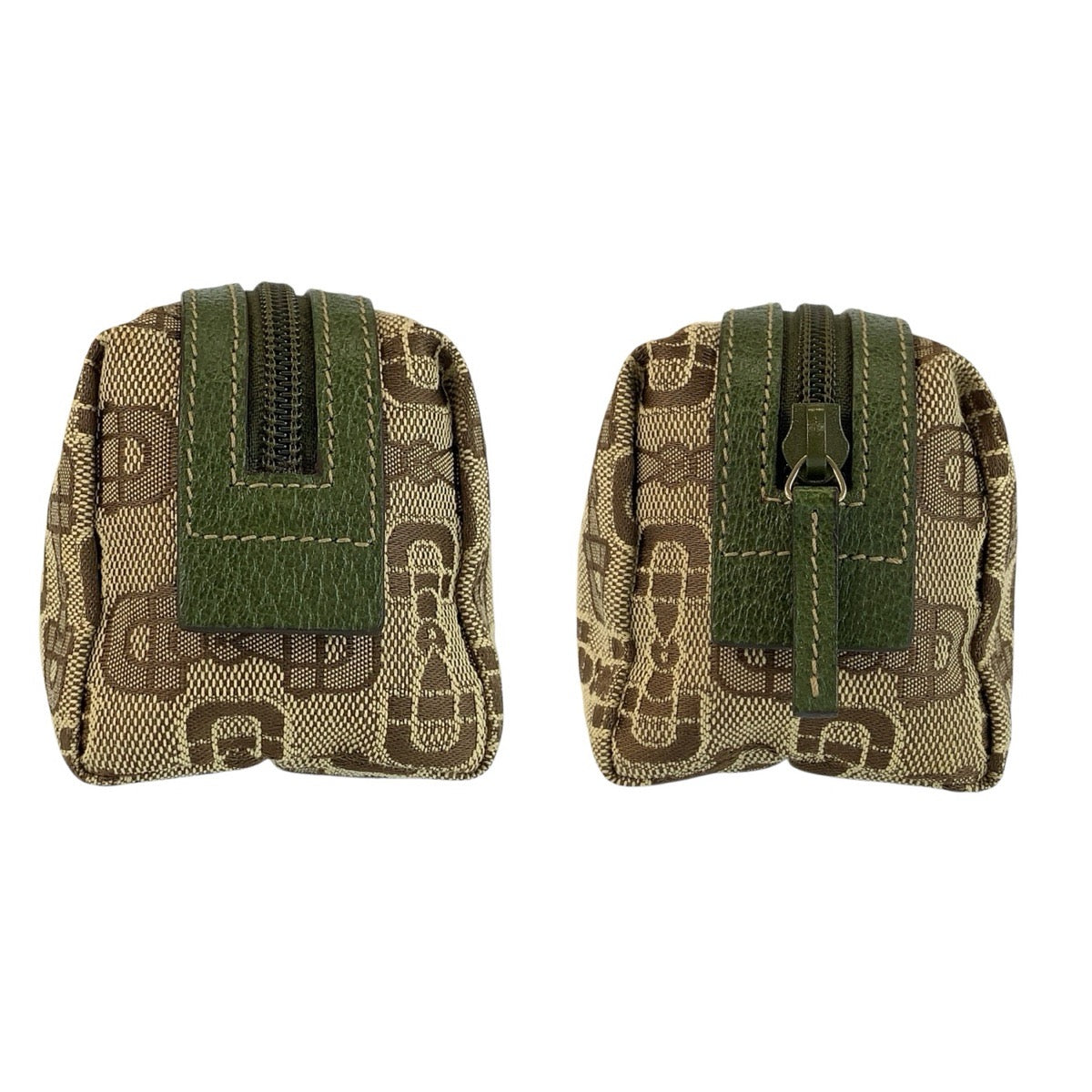 24501
GUCCI グッチ ホースビット ベージュ グリーン キャンバス 29596 ポーチ 化粧ポーチ レディース A20
