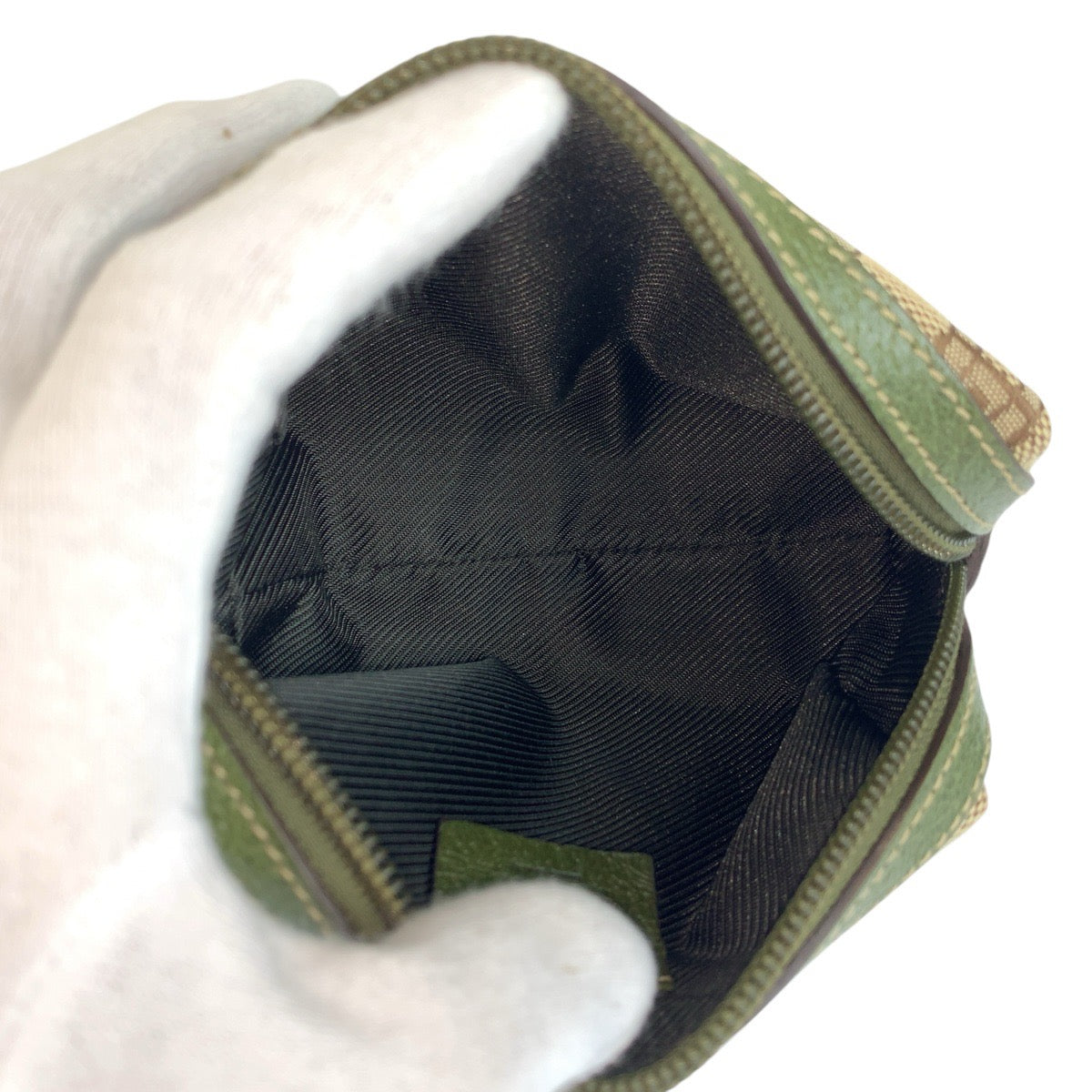 24501
GUCCI グッチ ホースビット ベージュ グリーン キャンバス 29596 ポーチ 化粧ポーチ レディース A20