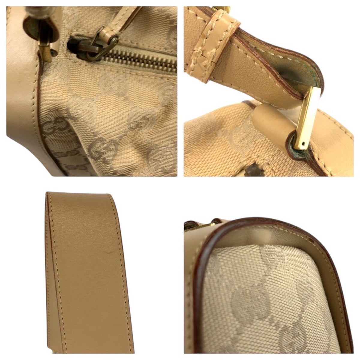 24502
GUCCI グッチ ベージュ ゴールド金具 GGキャンバス / レザー 92706 ショルダーバッグ レディース ABP32