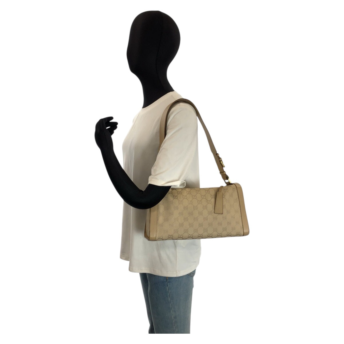 24502
GUCCI グッチ ベージュ ゴールド金具 GGキャンバス / レザー 92706 ショルダーバッグ レディース ABP32