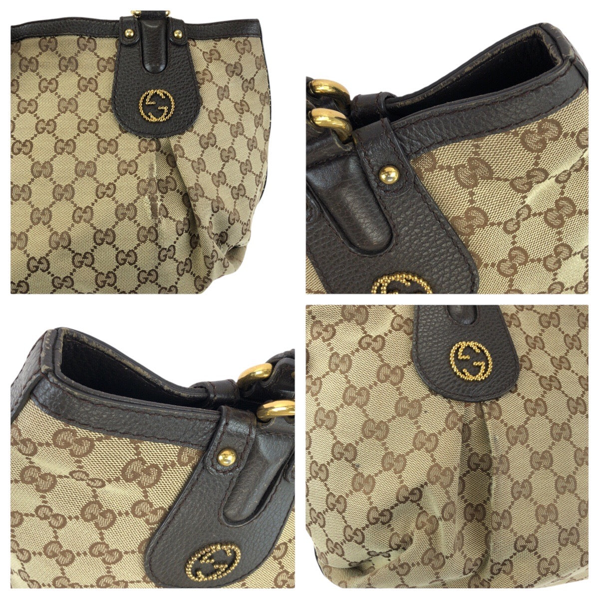 24503
GUCCI グッチ スカーレット ベージュ ダークブラウン ゴールド金具 GGキャンバス / レザー 353689 トートバッグ ショルダーバッグ レディース AB26