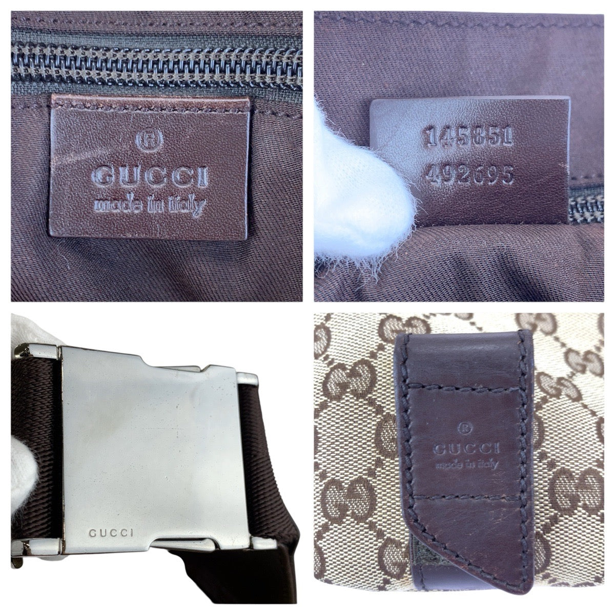 24505
GUCCI グッチ ベージュ ブラウン シルバー金具 GGキャンバス / レザー 145851 ボディバッグ ウエストバッグ レディース ABP28