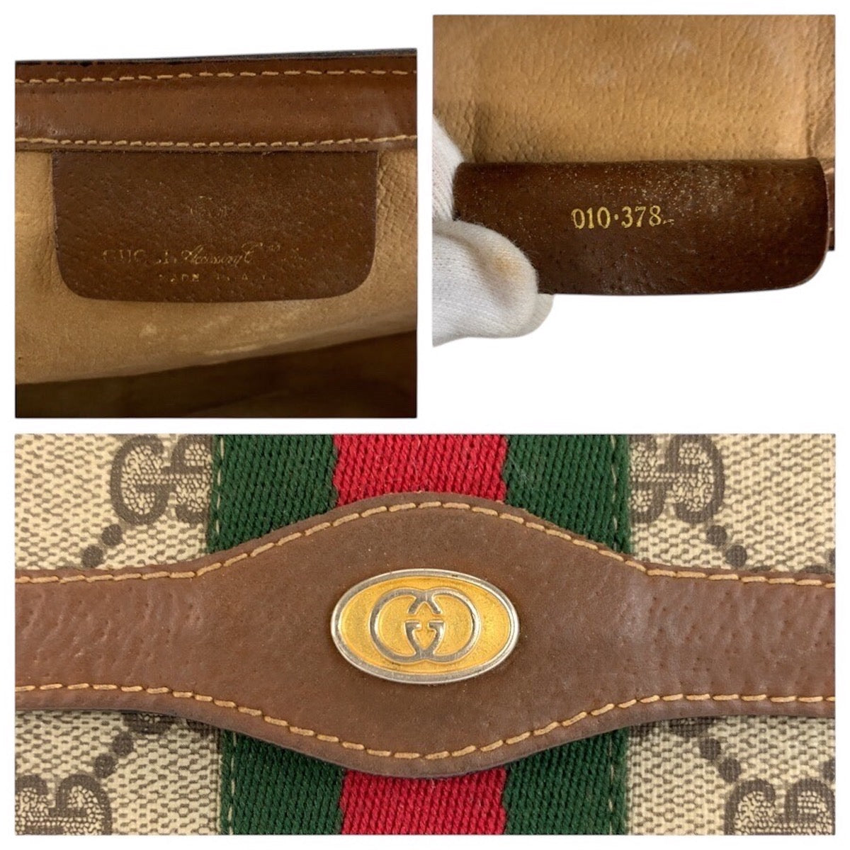 24507
GUCCI グッチ ヴィンテージ シェリーライン ベージュ ブラウン GGスプリームキャンバス / レザー 010 378 クラッチバッグ セカンドバッグ メンズ AB14