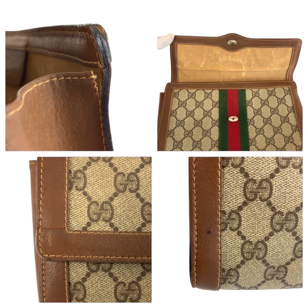 24507
GUCCI グッチ ヴィンテージ シェリーライン ベージュ ブラウン GGスプリームキャンバス / レザー 010 378 クラッチバッグ セカンドバッグ メンズ AB14