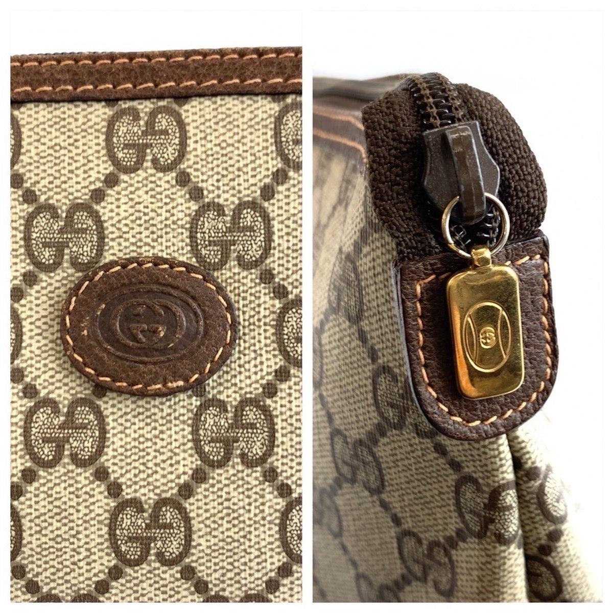 24511
GUCCI グッチ ヴィンテージ ベージュ ブラウン GGスプリームキャンバス 156 01 045 クラッチバッグ ポーチ レディース ABP12