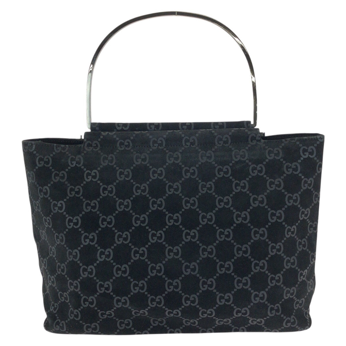 24513
GUCCI グッチ GG柄 ブラック 黒 シルバー金具 スウェード 000 0801 ハンドバッグ トートバッグ レディース AB40