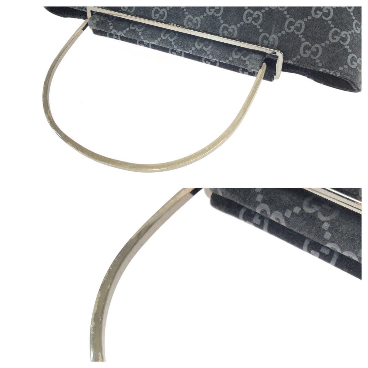 24513
GUCCI グッチ GG柄 ブラック 黒 シルバー金具 スウェード 000 0801 ハンドバッグ トートバッグ レディース AB40