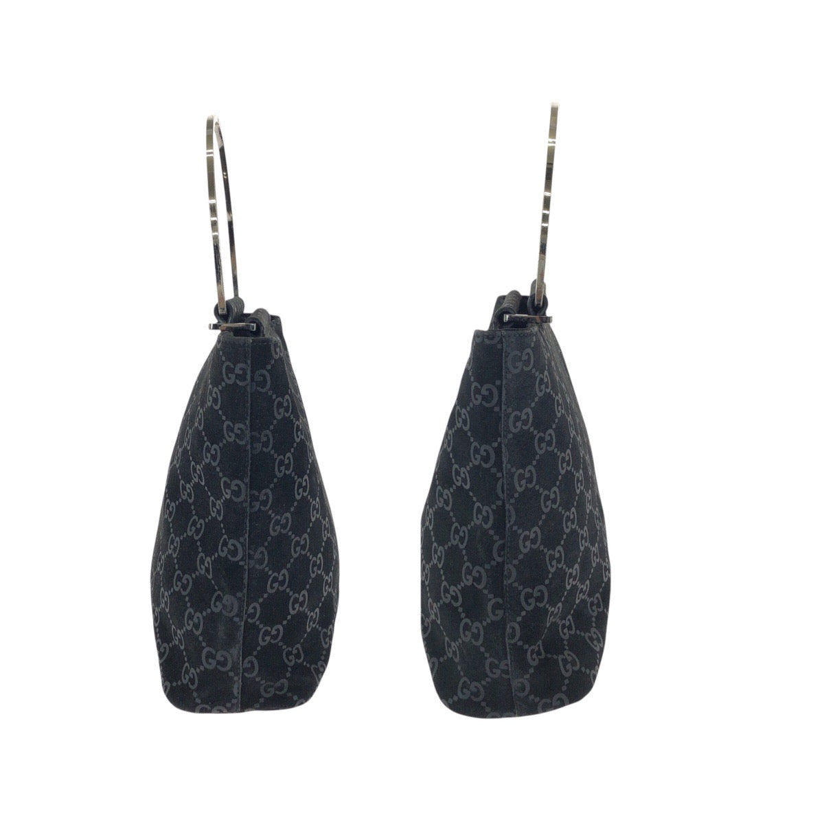 24513
GUCCI グッチ GG柄 ブラック 黒 シルバー金具 スウェード 000 0801 ハンドバッグ トートバッグ レディース AB40