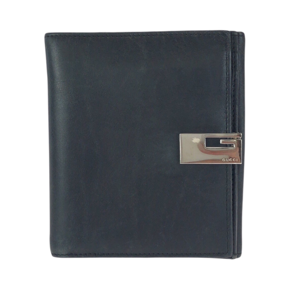 24515
GUCCI グッチ ブラック 黒 シルバー金具 レザー 035 2091 折財布 コンパクトウォレット メンズ ABP12