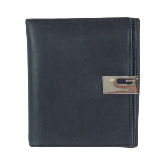 24515
GUCCI グッチ ブラック 黒 シルバー金具 レザー 035 2091 折財布 コンパクトウォレット メンズ ABP12
