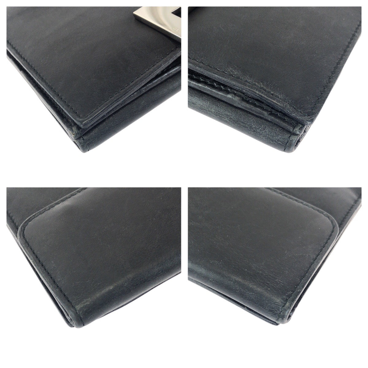 24515
GUCCI グッチ ブラック 黒 シルバー金具 レザー 035 2091 折財布 コンパクトウォレット メンズ ABP12