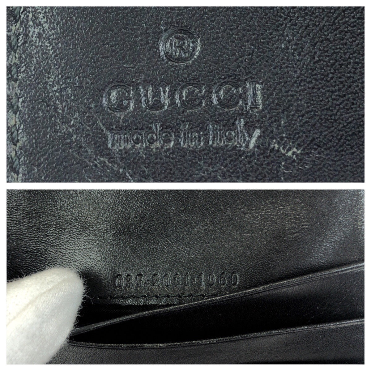24515
GUCCI グッチ ブラック 黒 シルバー金具 レザー 035 2091 折財布 コンパクトウォレット メンズ ABP12