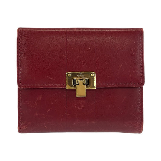 24517
GUCCI グッチ レッド ゴールド金具 レザー 92717 折財布 コンパクトウォレット レディース AB12