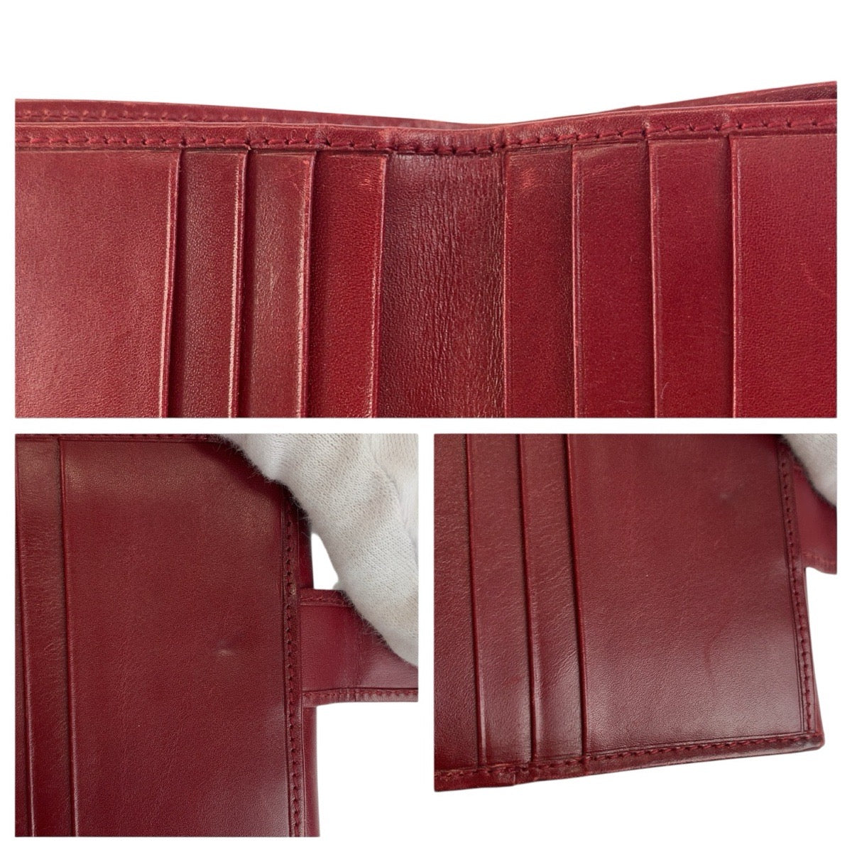 24517
GUCCI グッチ レッド ゴールド金具 レザー 92717 折財布 コンパクトウォレット レディース AB12
