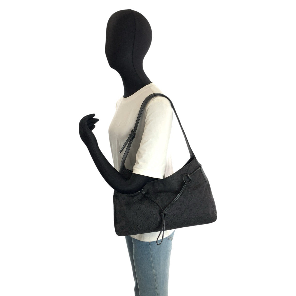 24519
GUCCI グッチ ブラック 黒 GGキャンバス / レザー 101975 ホーボー ショルダーバッグ レディース AB22