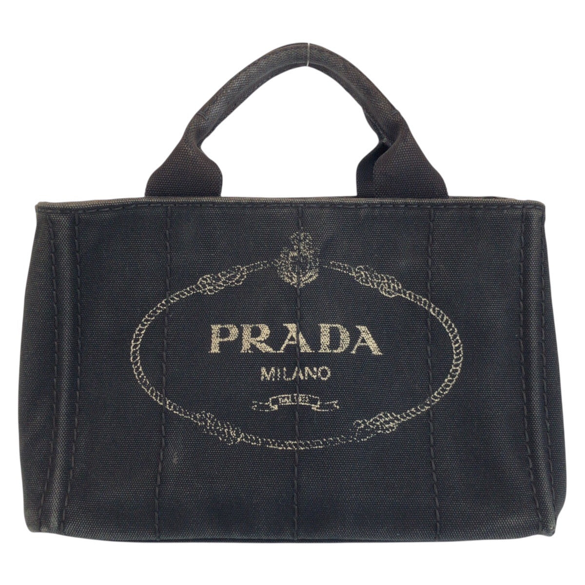 24520
PRADA プラダ カナパ 三角ロゴプレート ブラック 黒 キャンバス ハンドバッグ トートバッグ レディース B14
