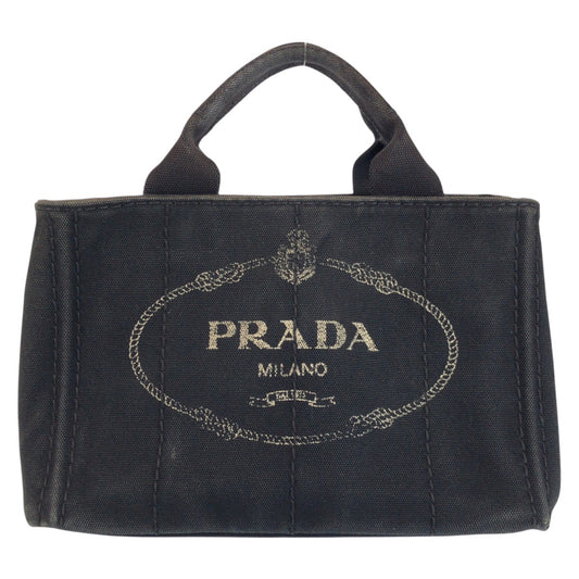 24520
PRADA プラダ カナパ 三角ロゴプレート ブラック 黒 キャンバス ハンドバッグ トートバッグ レディース B14