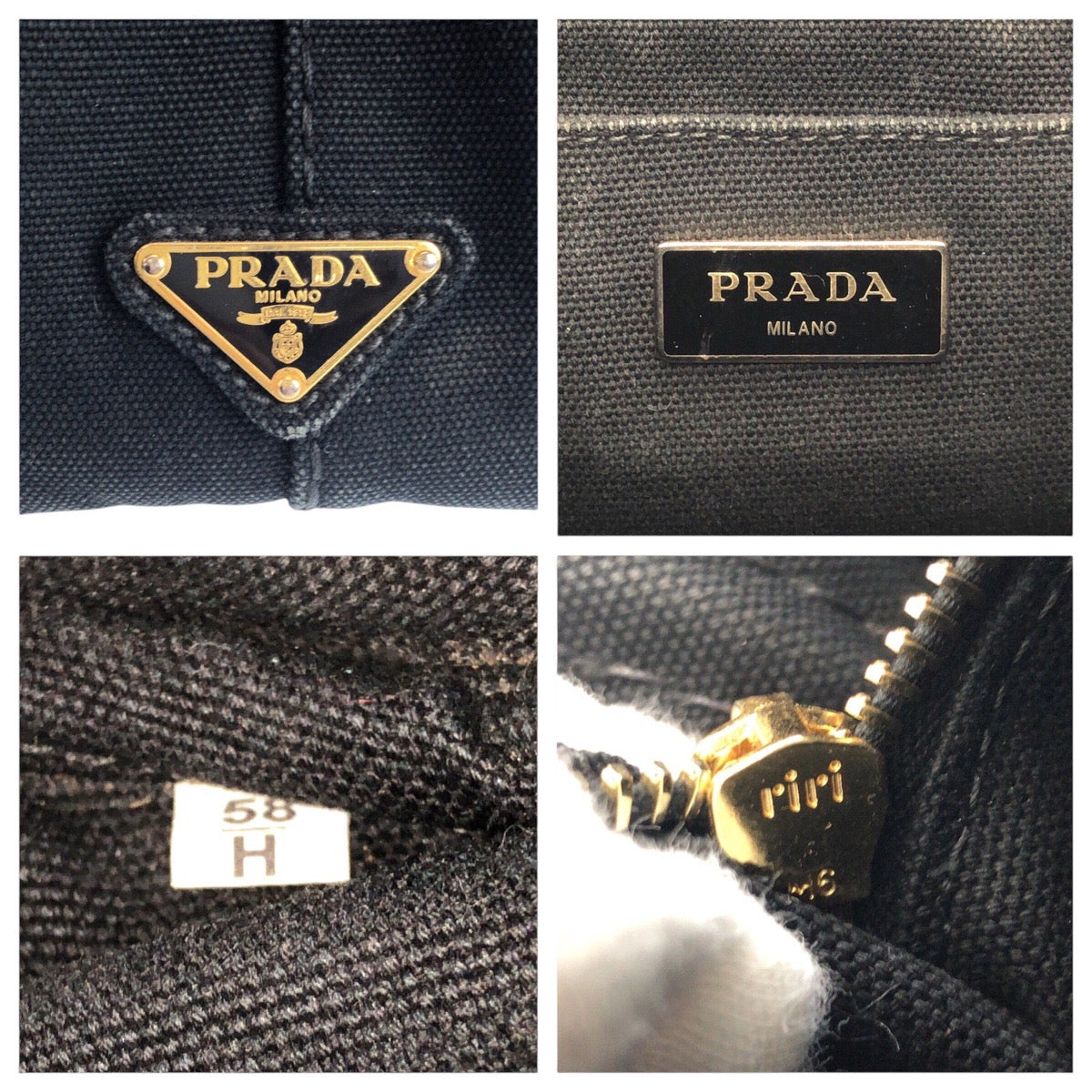 24520
PRADA プラダ カナパ 三角ロゴプレート ブラック 黒 キャンバス ハンドバッグ トートバッグ レディース B14