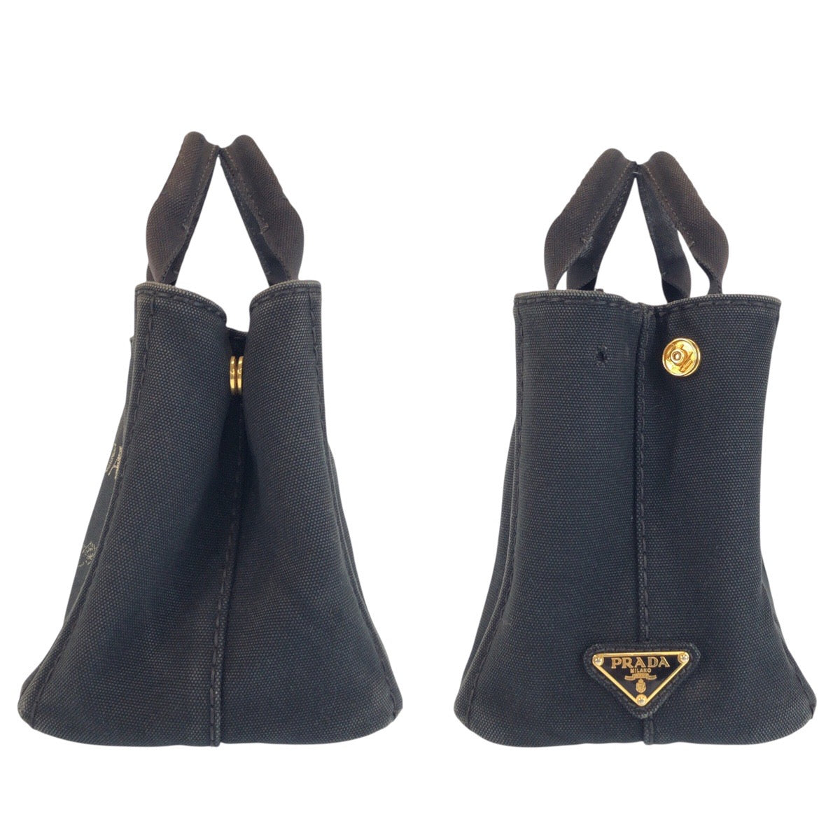 24520
PRADA プラダ カナパ 三角ロゴプレート ブラック 黒 キャンバス ハンドバッグ トートバッグ レディース B14
