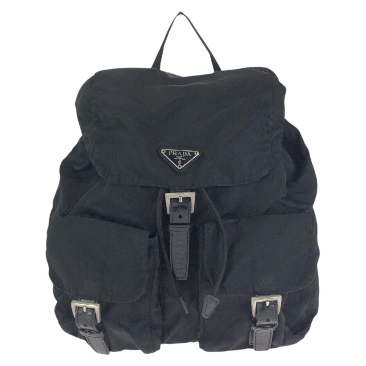 24521
PRADA プラダ テスート 三角ロゴプレート ブラック 黒 シルバー金具 ナイロン / レザー リュックサック バックパック レディース ABP42