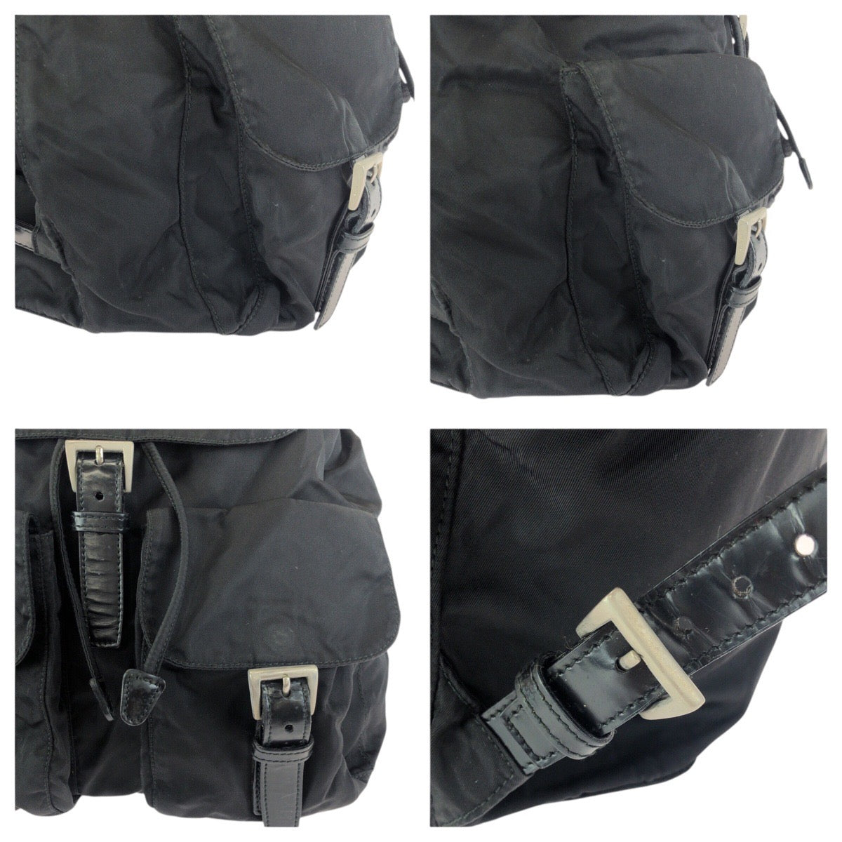 24521
PRADA プラダ テスート 三角ロゴプレート ブラック 黒 シルバー金具 ナイロン / レザー リュックサック バックパック レディース ABP42