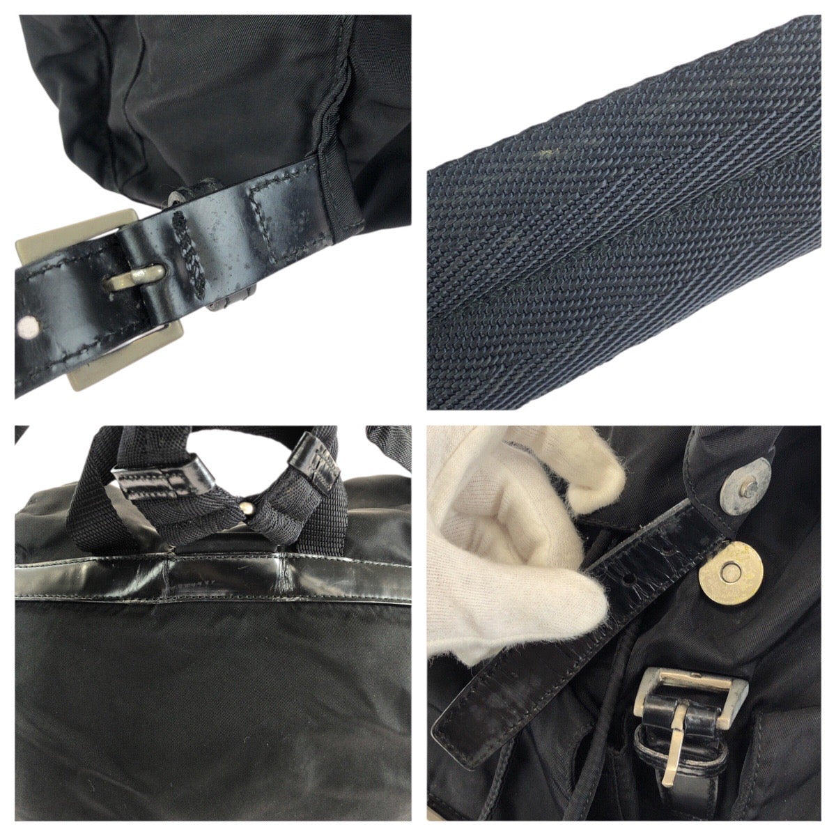 24521
PRADA プラダ テスート 三角ロゴプレート ブラック 黒 シルバー金具 ナイロン / レザー リュックサック バックパック レディース ABP42