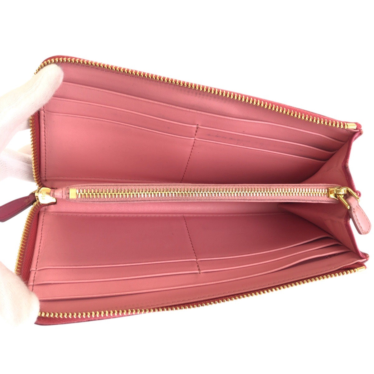 24522
PRADA プラダ サフィアーノ ピンク ゴールド金具 レザー 1M1183 長財布 ロングウォレット レディース ABP
