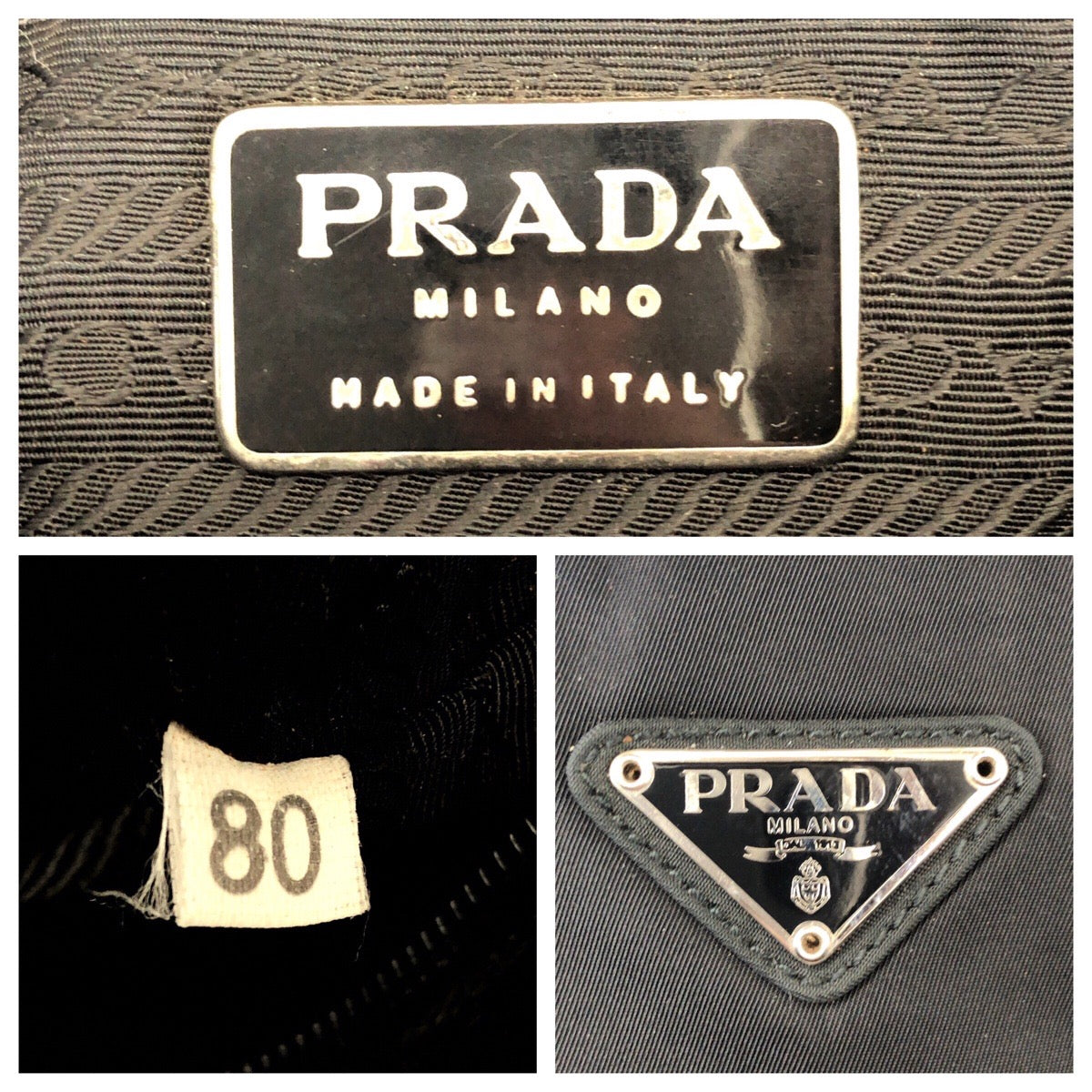 24524
PRADA プラダ テスート 三角ロゴプレート ブラック 黒 シルバー金具 ナイロン トートバッグ ショルダーバッグ レディース ABP32