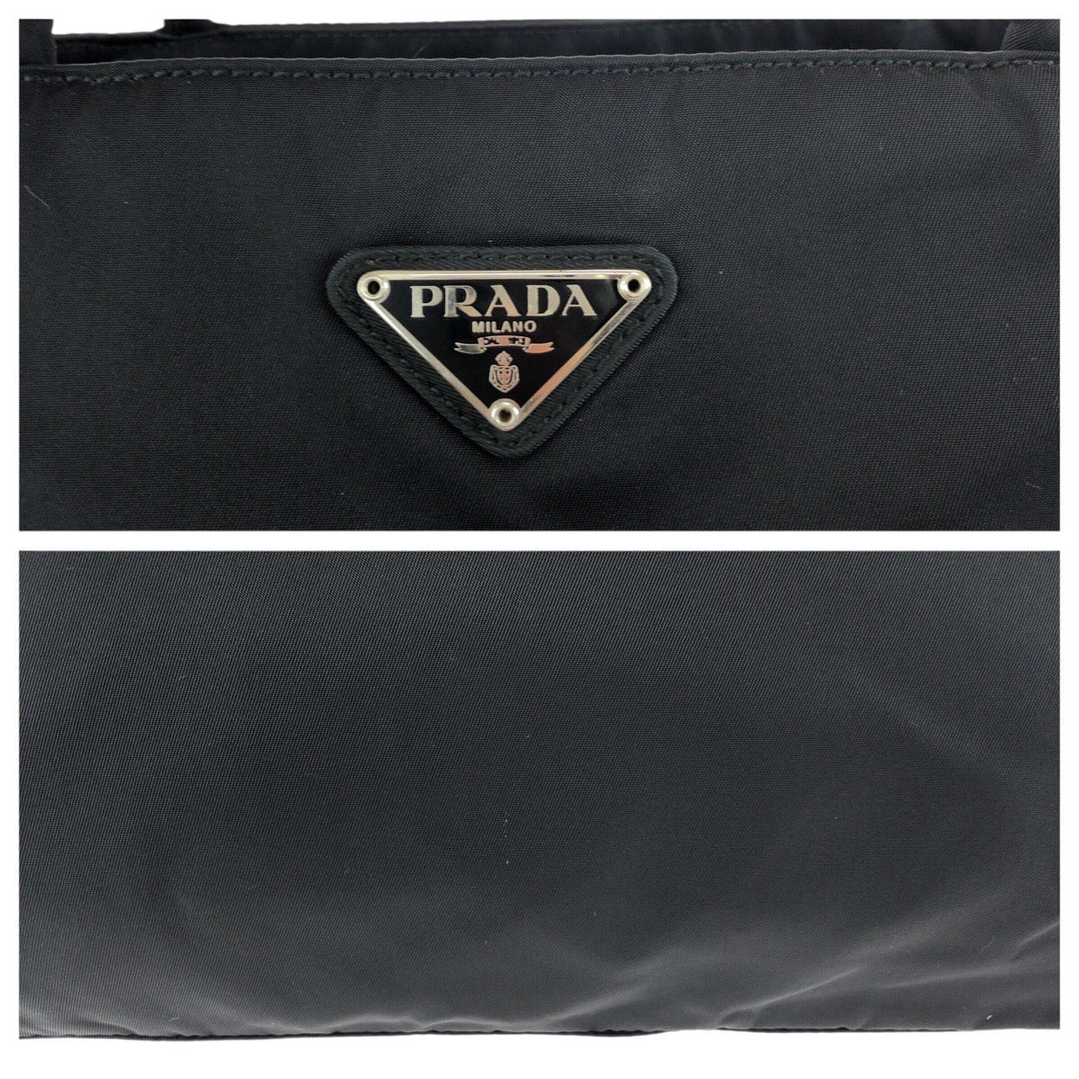 24524
PRADA プラダ テスート 三角ロゴプレート ブラック 黒 シルバー金具 ナイロン トートバッグ ショルダーバッグ レディース ABP32