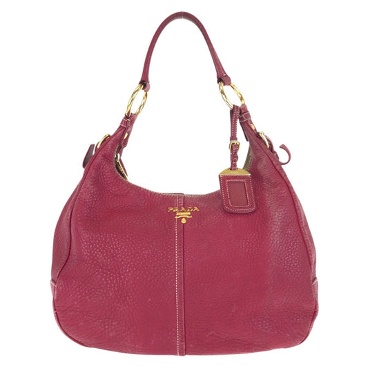 24525
PRADA プラダ ヴィッテロダイノ ホーボー ピンク ゴールド金具 レザー ショルダーバッグ ハンドバッグ レディース AB32