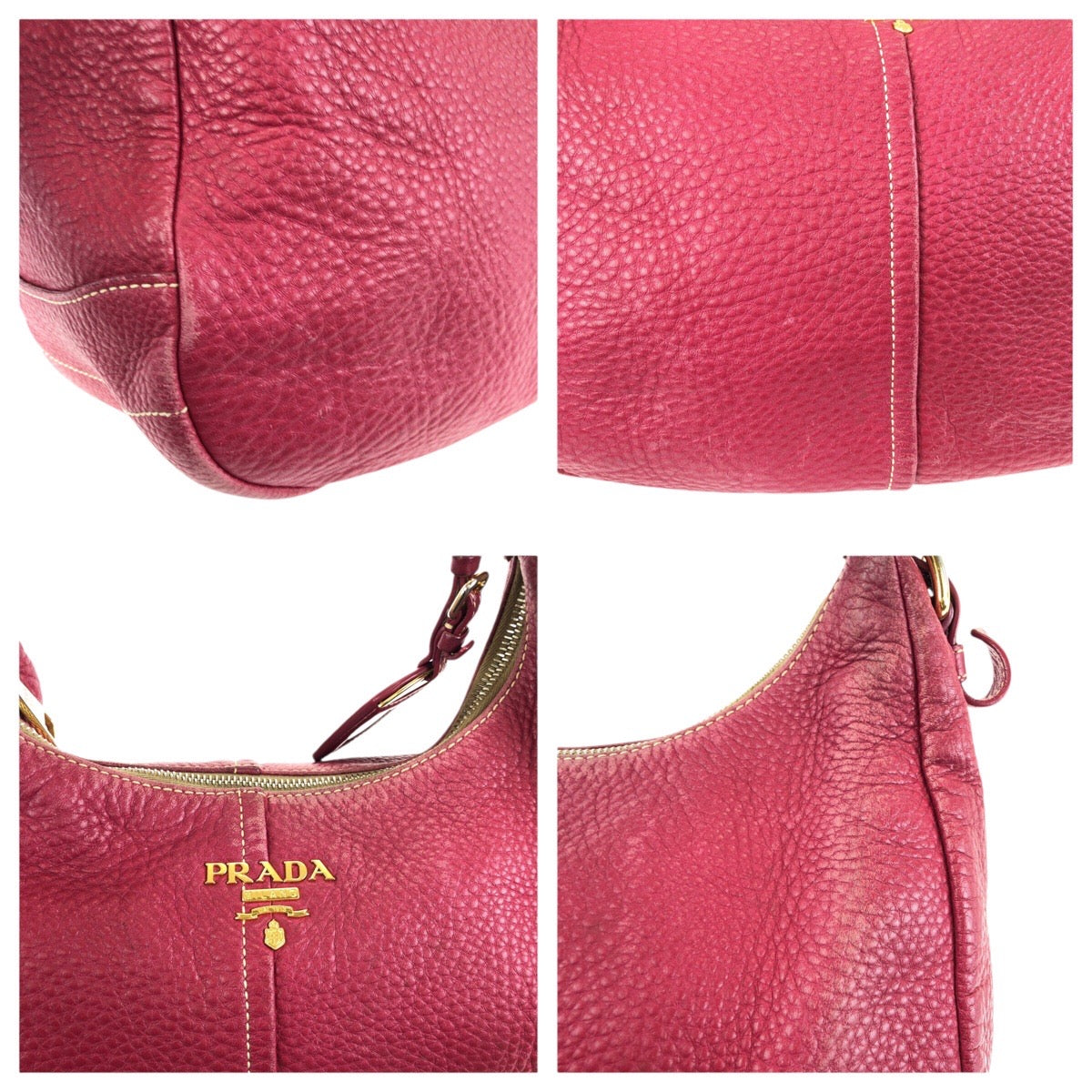 24525
PRADA プラダ ヴィッテロダイノ ホーボー ピンク ゴールド金具 レザー ショルダーバッグ ハンドバッグ レディース AB32