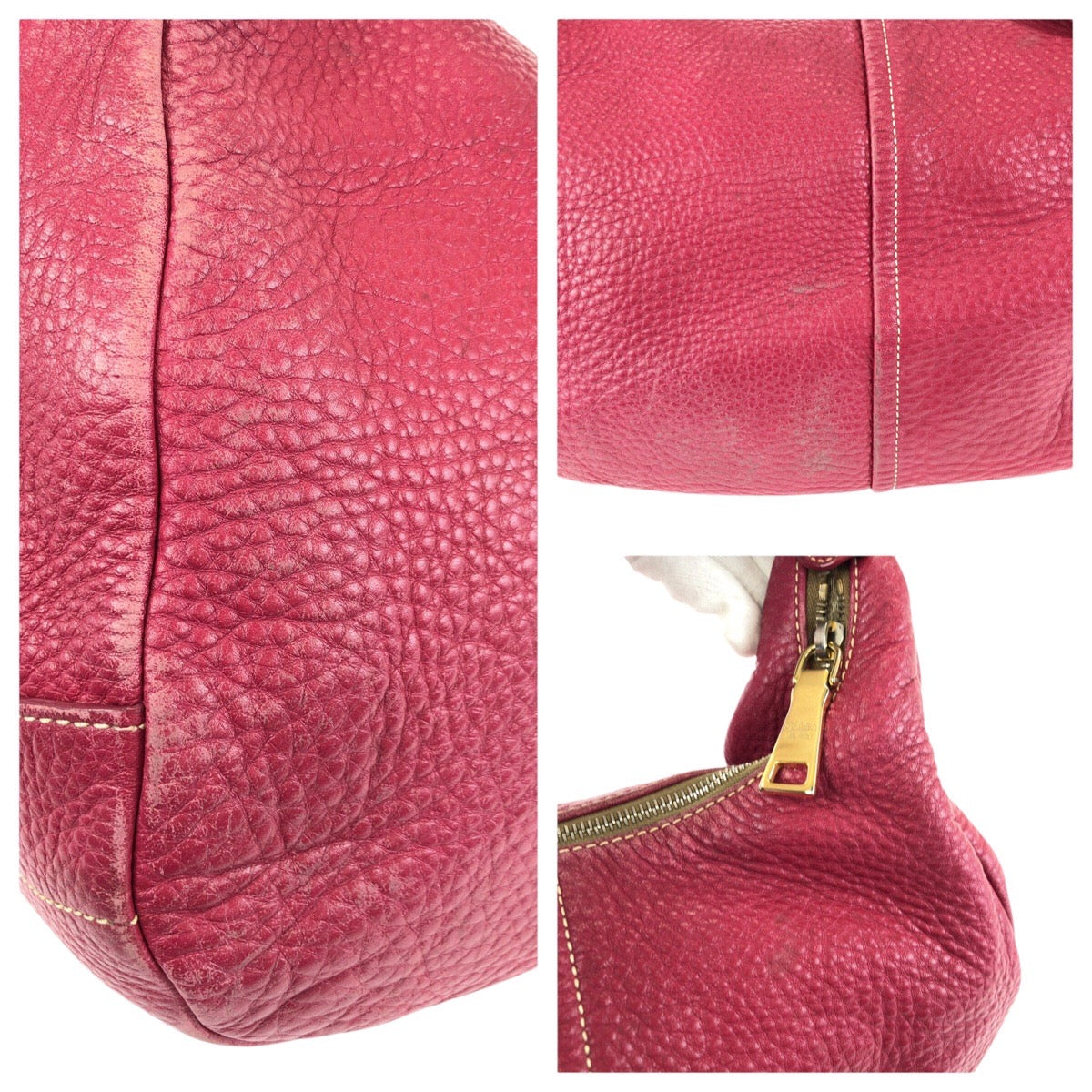 24525
PRADA プラダ ヴィッテロダイノ ホーボー ピンク ゴールド金具 レザー ショルダーバッグ ハンドバッグ レディース AB32
